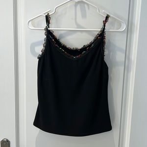 Black tank top with coloured trim